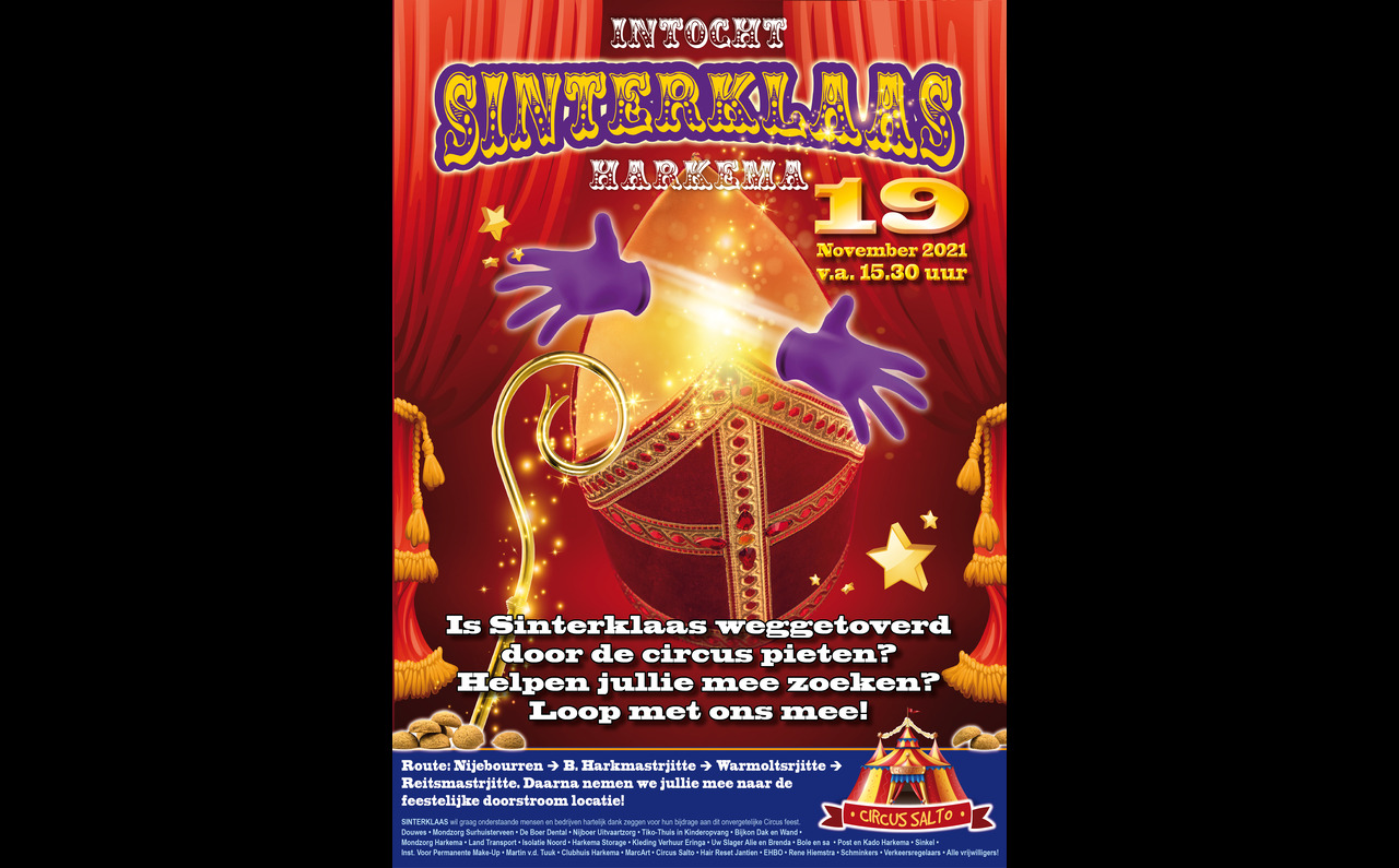 Poster Sinterklaas intocht Harkema2021
